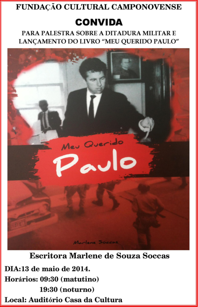 Lançamento do livro ?Meu Querido Paulo? acontece no dia 13 em Campos Novos
