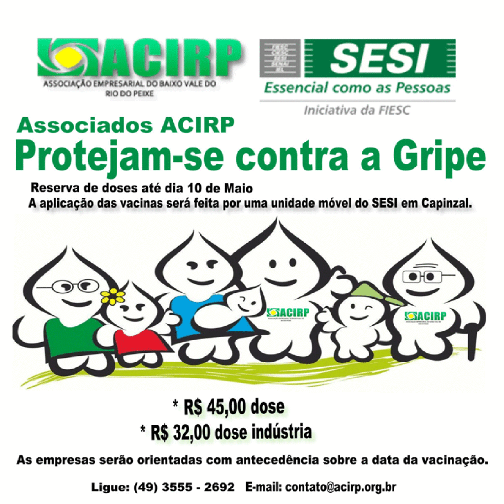 ACIRP e SESI promovem campanha de vacinação para trabalhadores de Capinzal e região