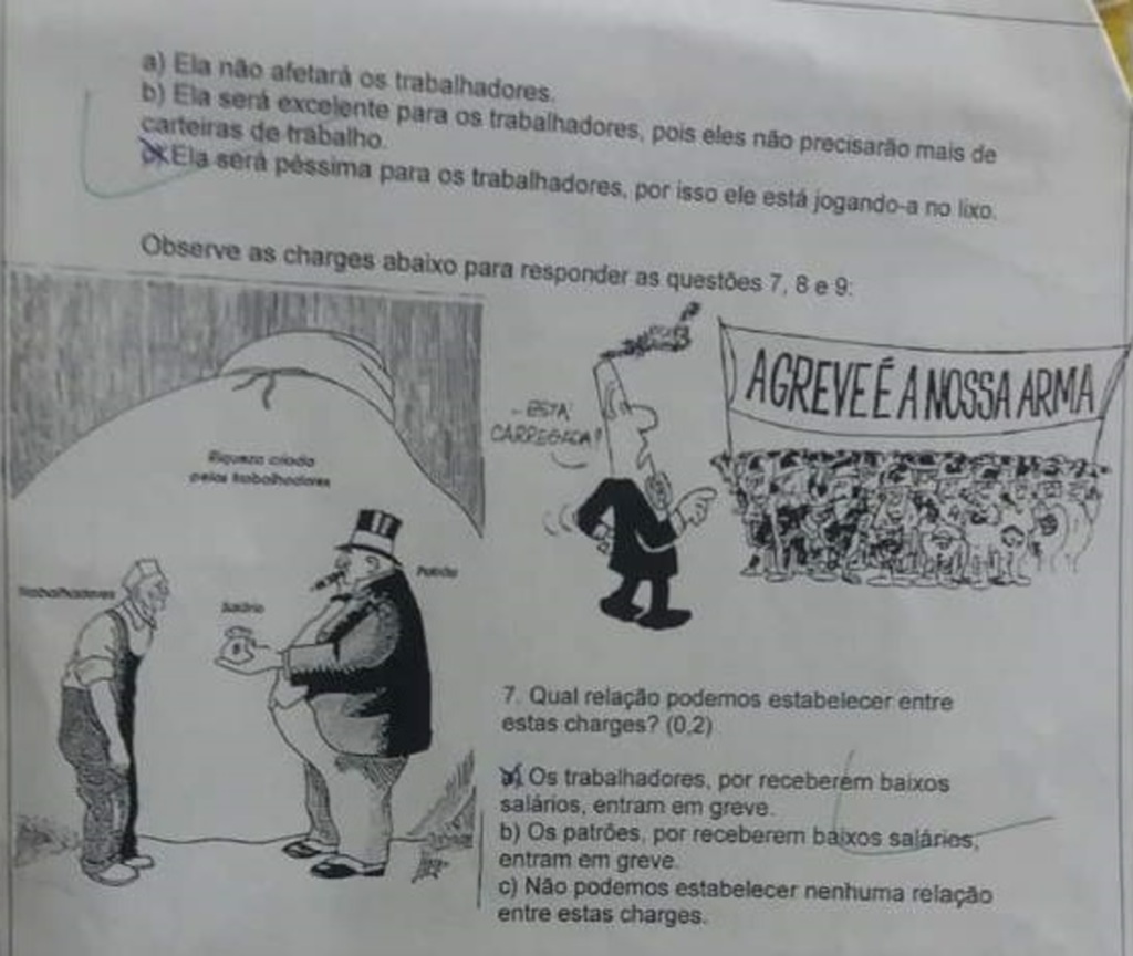 Prova de História vira polêmica em escola de Pelotas
