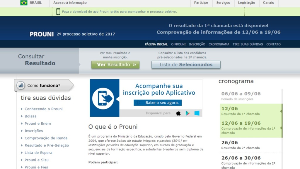 Resultado do ProUni já está disponível na internet