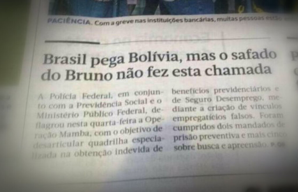 Bruno safado não faz chamada e jornal do interior de São Paulo se desculpa na internet