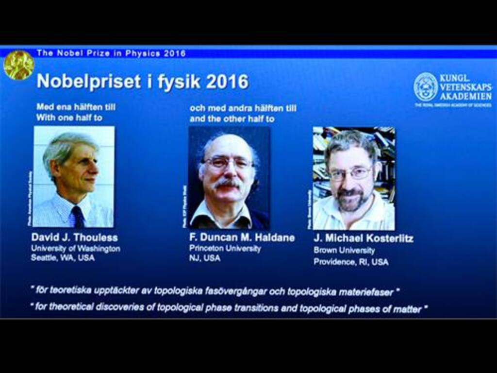 Trio do Reino Unido leva Nobel de Física por pesquisas sobre estados da matéria