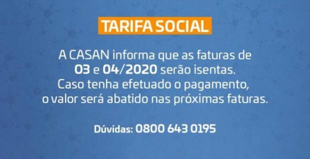 Casan orienta usuários com tarifa social sobre isenção