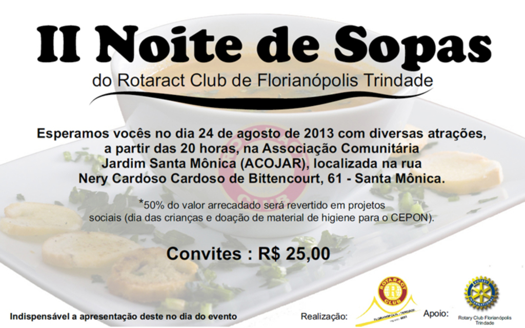 Rotaract Club Florianópolis Trindade promove 2ª Noite de Sopas