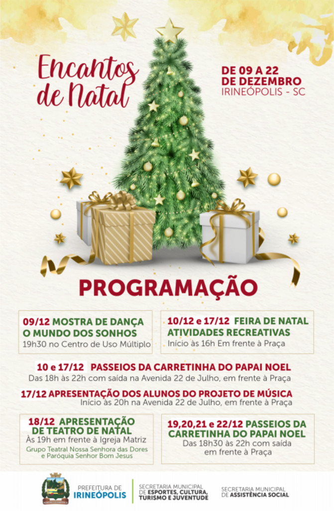 Programação de Natal de Irineópolis inicia essa semana