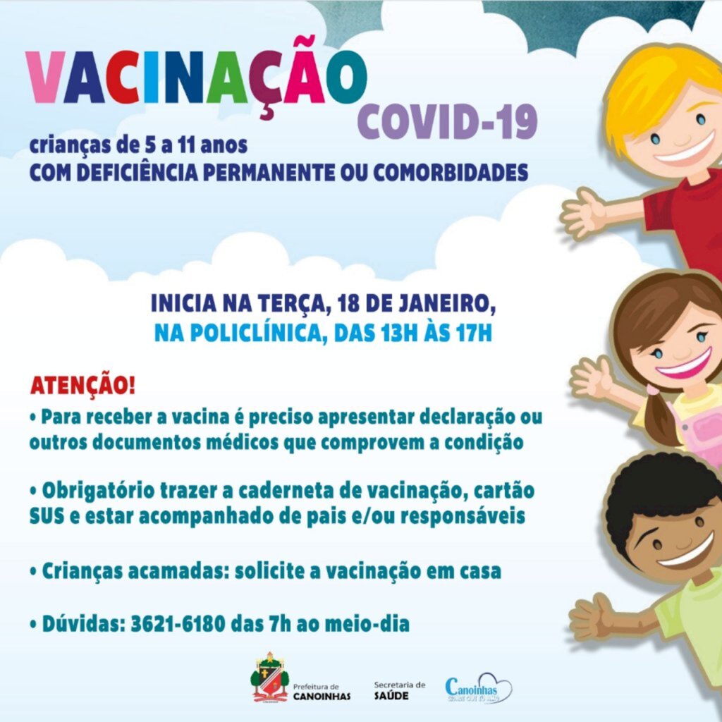 Canoinhas iniciou ontem a vacinação contra a covid em crianças