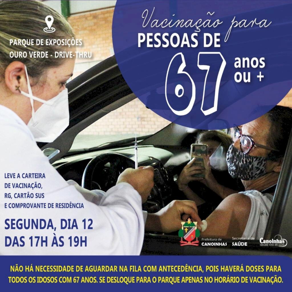 Vacinação para idosos com 67 anos é hoje