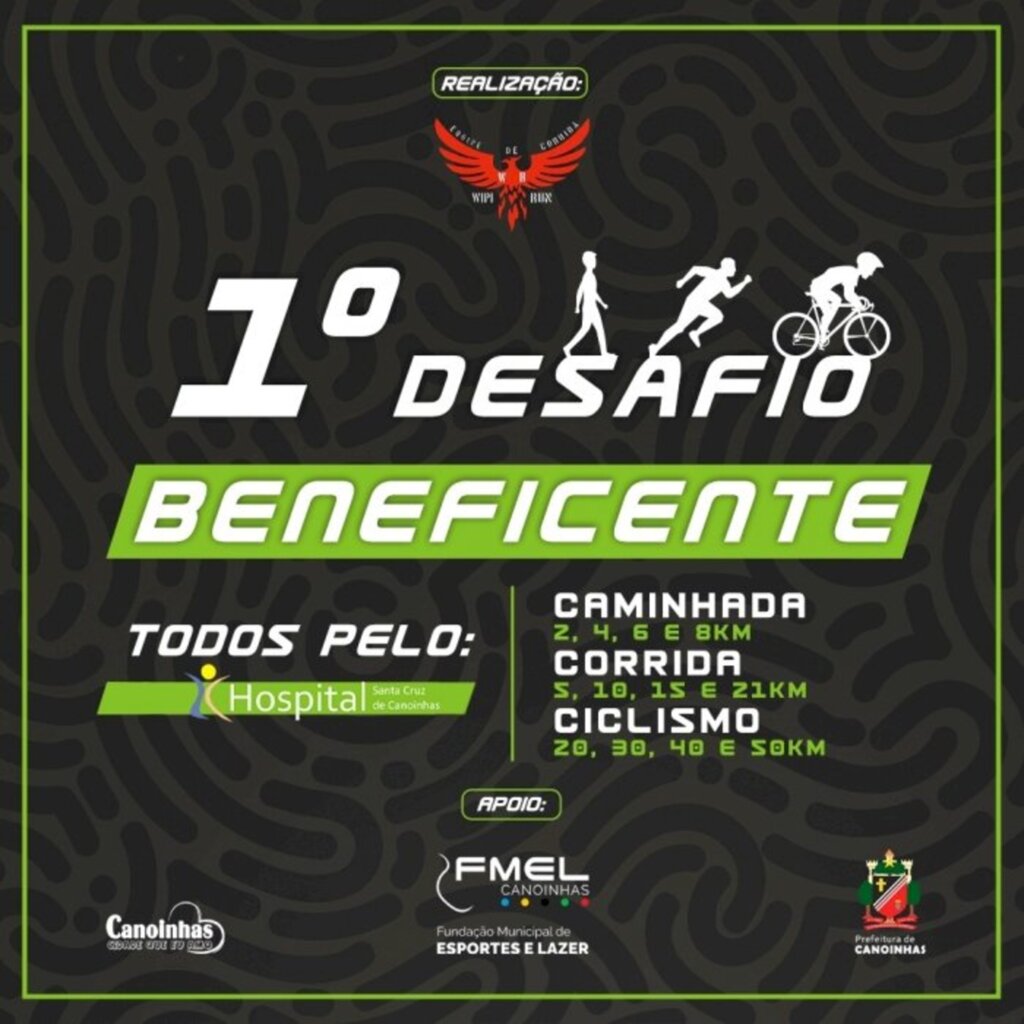 Canoinhas terá desafio beneficente de caminhada, corrida e ciclismo