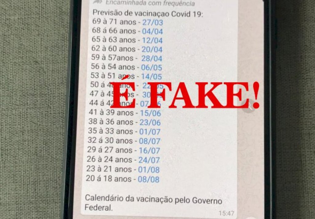 É falso calendário de vacinação que circula pelas redes sociais