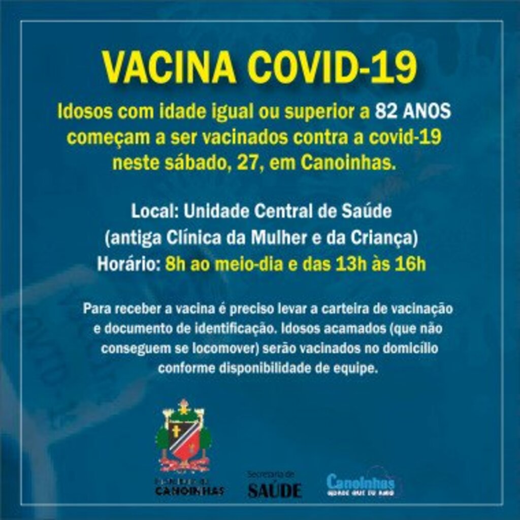 Idosos com idade igual ou superior a 82 anos começarão a ser vacinados contra a covid-19 neste sábado, 27