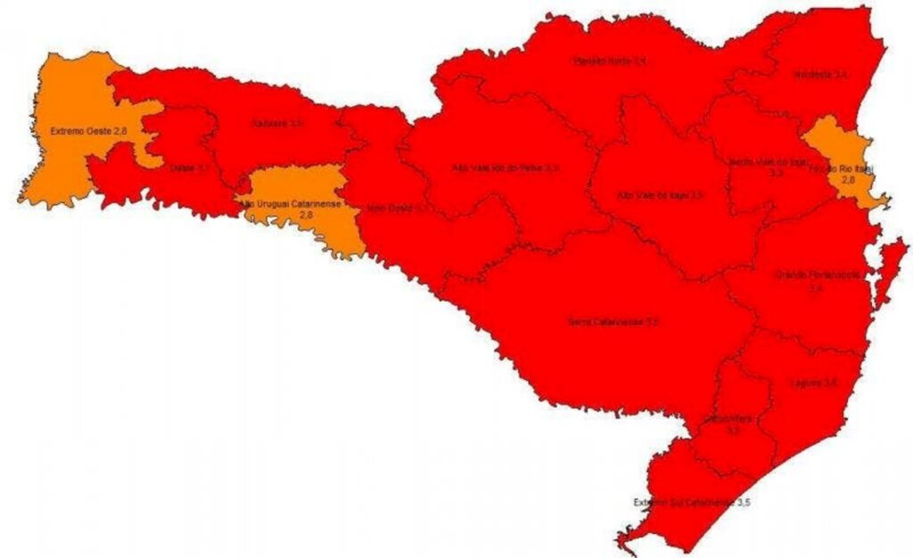 Pela primeira vez, Planalto Norte chega a estágio gravíssimo de contágio de covid-19