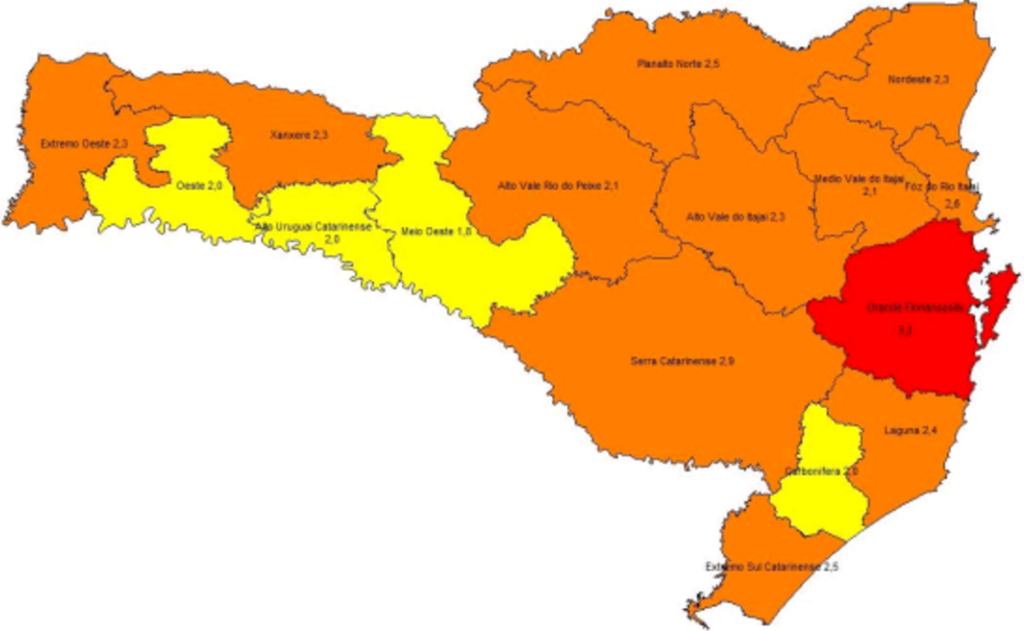 Região de Canoinhas volta ao estágio grave de contaminação por coronavírus