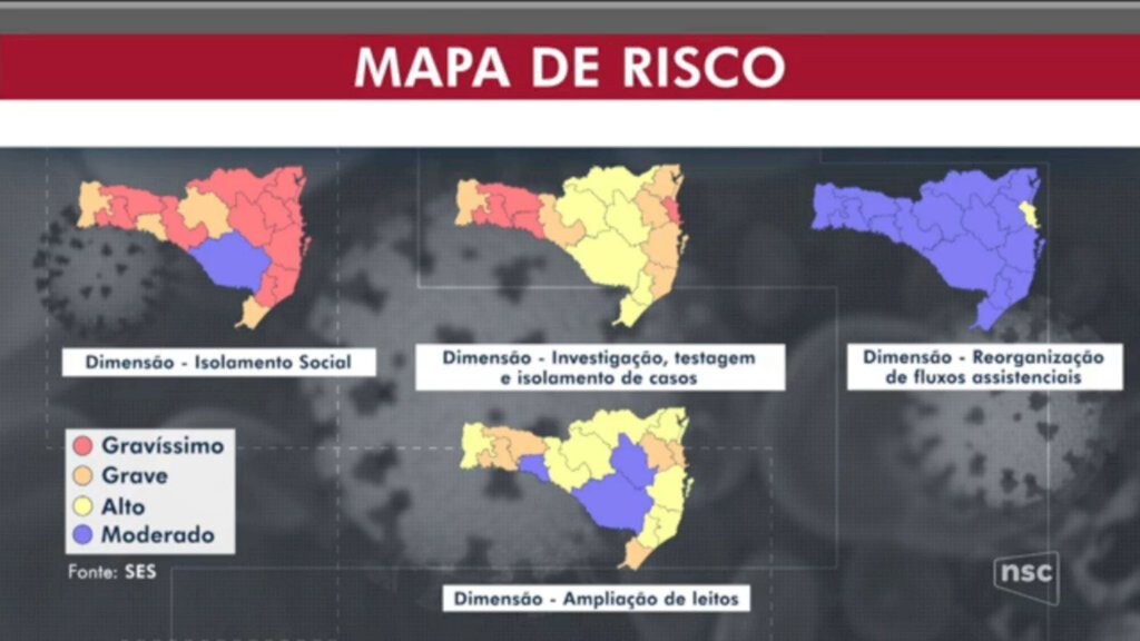  - Fonte: Mapa elaborado pela NSC Total com dados da Secretaria de Saúde de SC