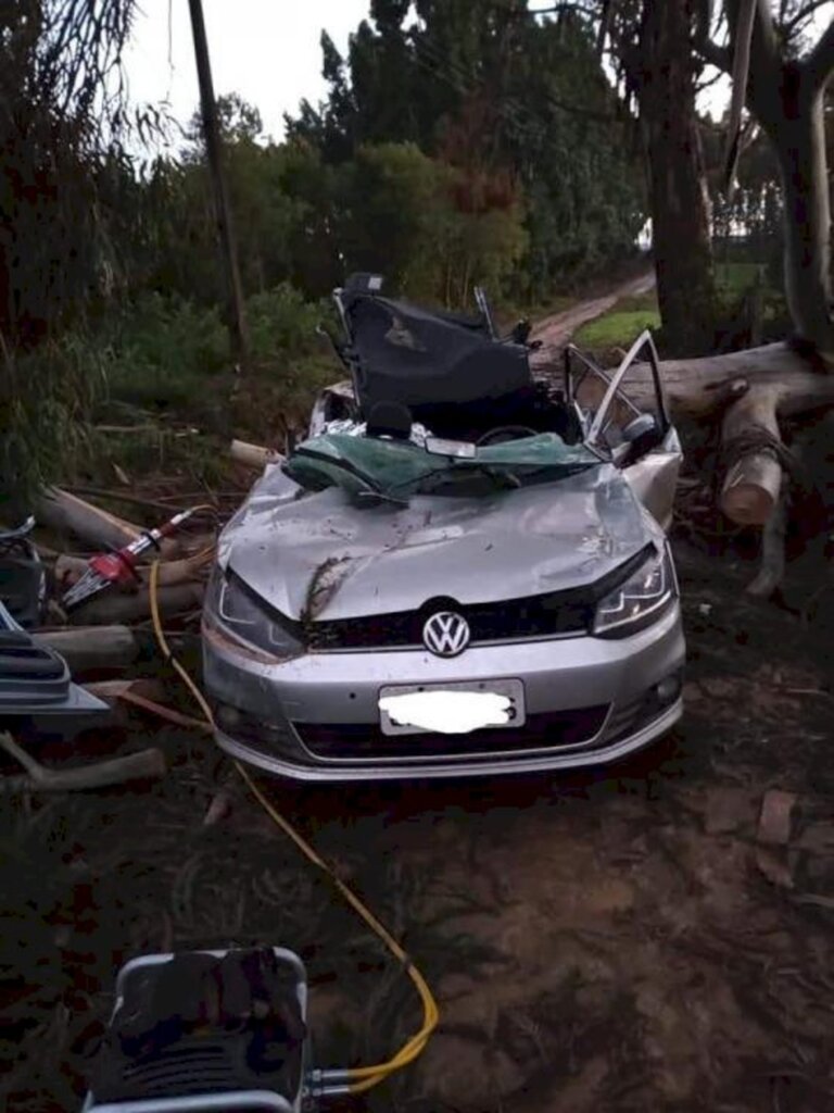 Árvore cai sobre carro e deixa uma vítima fatal no interior de Itaiópolis