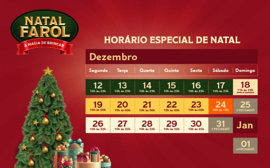 Farol Shopping opera em horário de Natal a partir de segunda-feira (12)