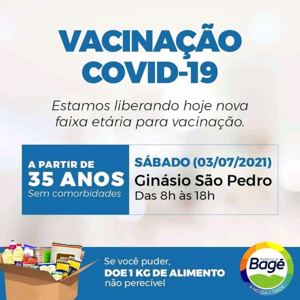 Pessoas a partir dos 35 anos podem se vacinar contra a covid-19