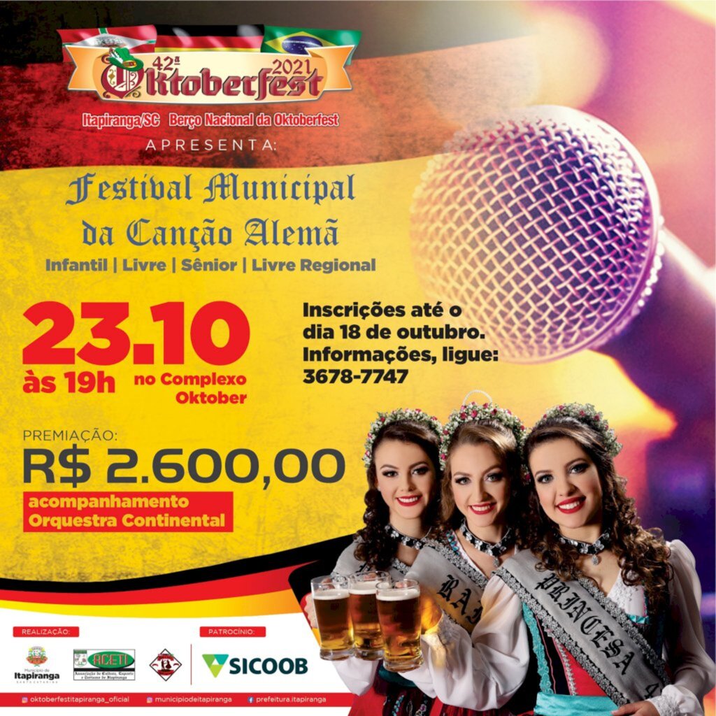 Inscrições abertas para o Festival Municipal da Canção Alemã de Itapiranga