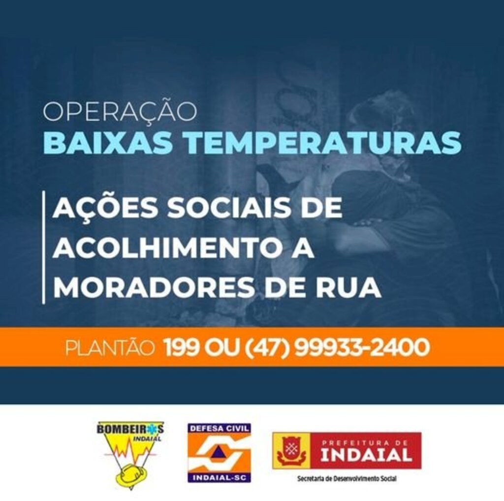 Ações em Indaial de acolhimento durante o frio intenso da semana