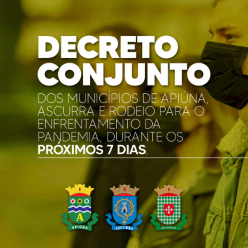 Ascurra, Apiúna e Rodeio publicam decreto em conjunto com medidas contra o coronavírus
