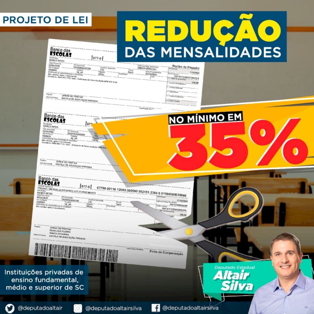 Projeto de Lei reduz mensalidades de escolas e faculdades em SC