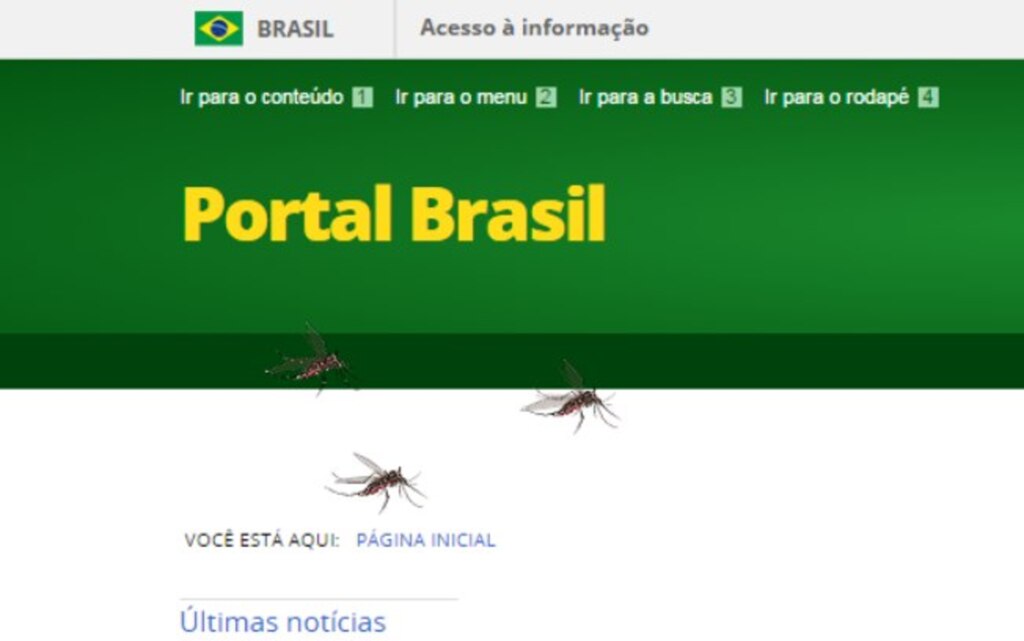 Site oficial do governo é infestado por mosquitos da dengue