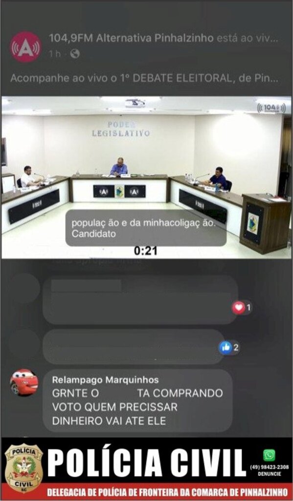 A Polícia Civil, por meio da Delegacia de Polícia de Pinhalzinho, identificou autor de calúnia feita pela internet