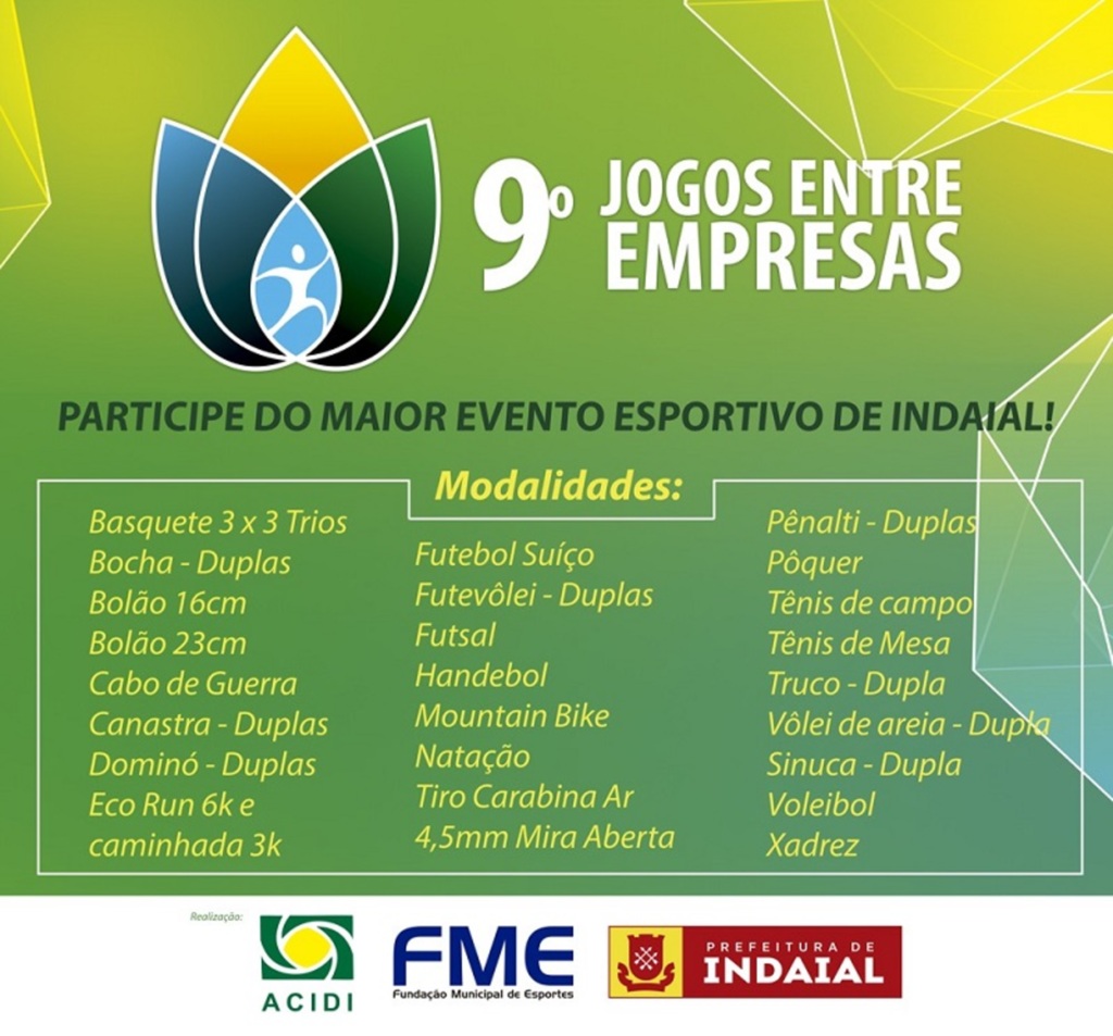 Inscrições para os Jogos Entre Empresas de Indaial estão abertas até 31 de julho