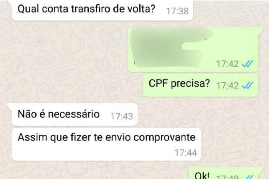 Reprodução /Reprodução - Em conversa, golpista se faz passar por outra pessoa e pede transferência de dinheiro