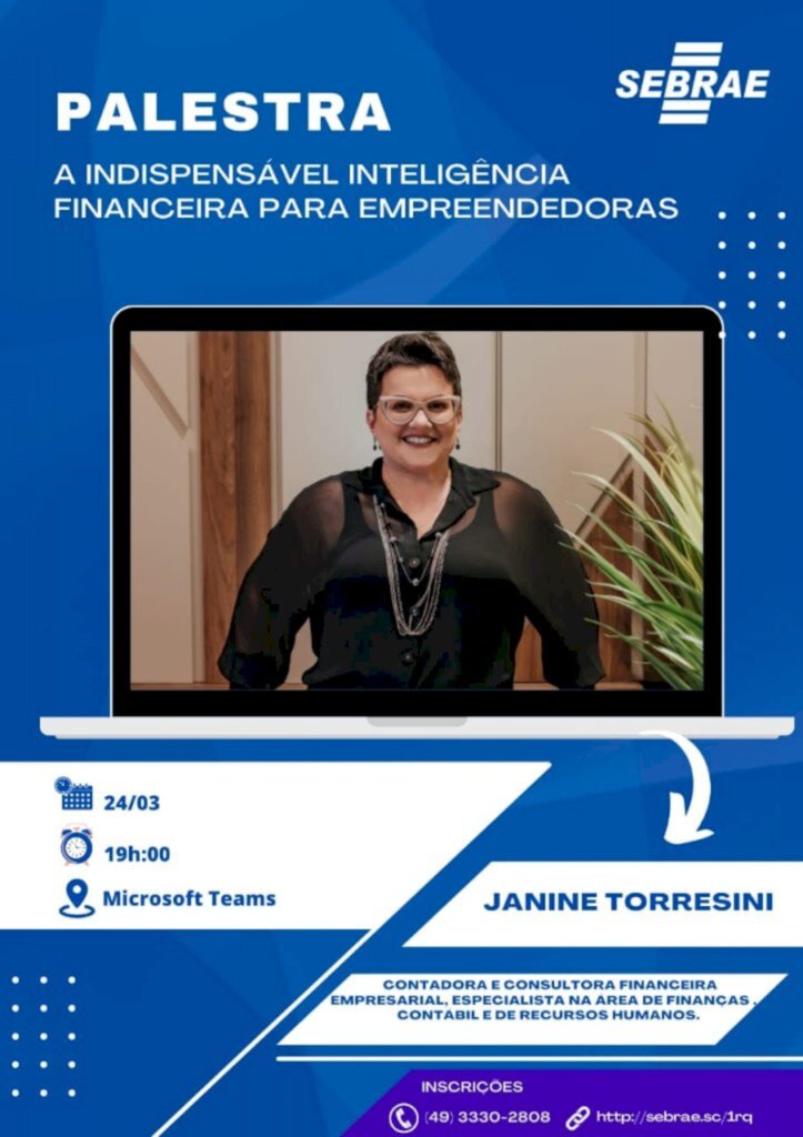 Ascom/MB Comunicações - Palestra - A temática será abordada por Janine Torresini, contadora e consultora financeira empresarial, especialista nas áreas de finanças, contábil e de recursos humanos.