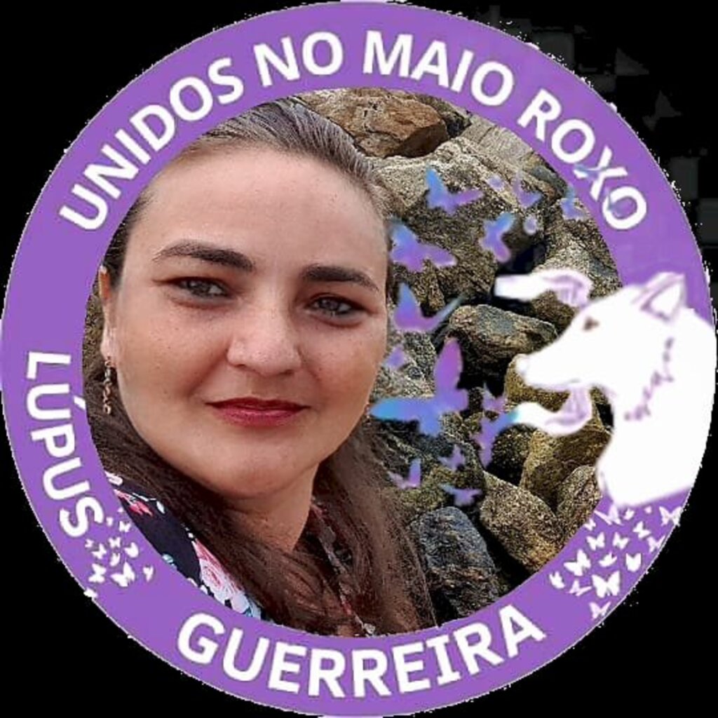  - Lilian Pereira Lima Narloch, 43 anos, natural de Joinville. Em 2017 descobriu que tinha Lúpus Eritematoso Sistêmico e a Artrite Reumatoide Lupica. (Arte desenvolvida pela ONG Superando o Lupus - SP)