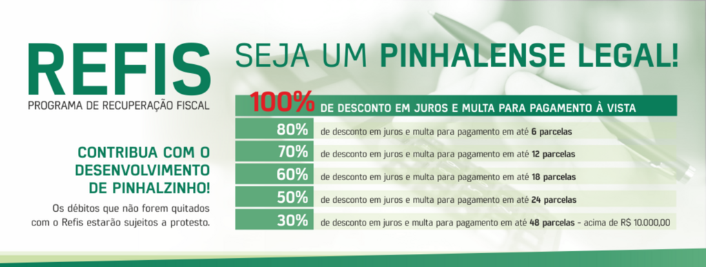 Pinhalenses tem até dia 30 para receber descontos do Refis