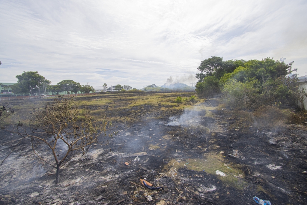 Foto: Volmer Perez - DP - Em Pelotas, incêndio atingiu área em frente ao Colégio Pelotense