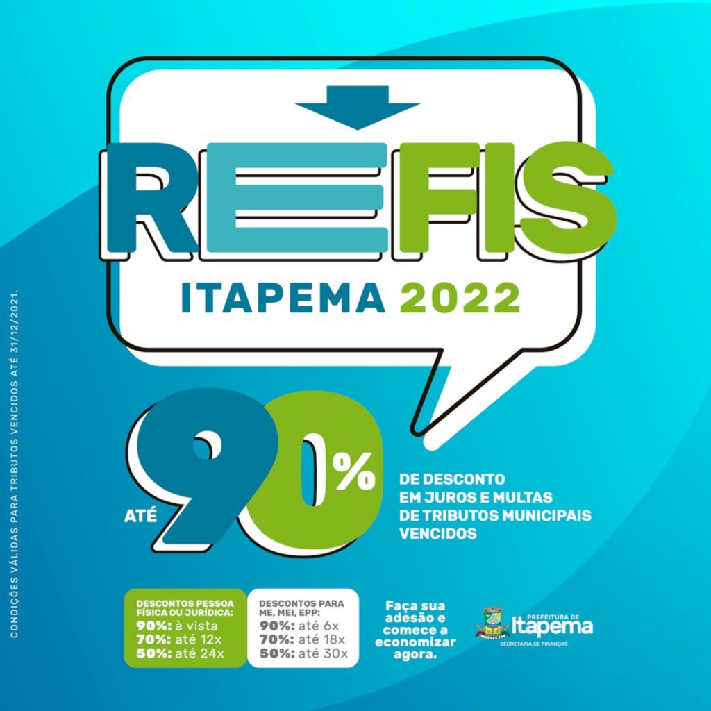 Programa de Recuperação Fiscal 2022 de Itapema dá desconto de até 90% em juros e multas