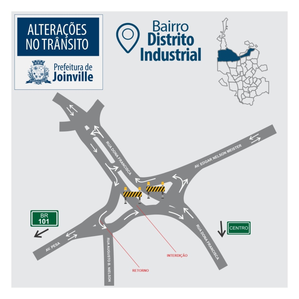 Trecho das obras do elevado no Eixo Industrial Norte será interditado nos dias 28 e 29