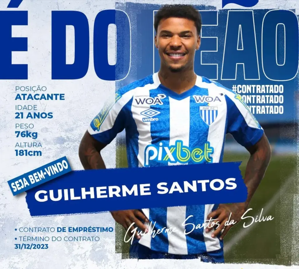  - Guilherme Santos é novo atacante do Avaí — Foto: Reprodução/Avaí F.C.