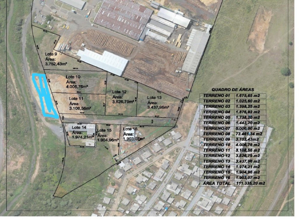 Cisama/Divulgação - Mapa mostra onde será instalada a usina, nos lotes 10 e 11 do Bairro Ferrovia
