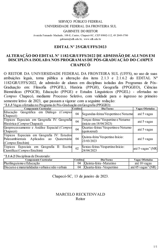 Mestrados e doutorado recebem inscrições para disciplinas isoladas