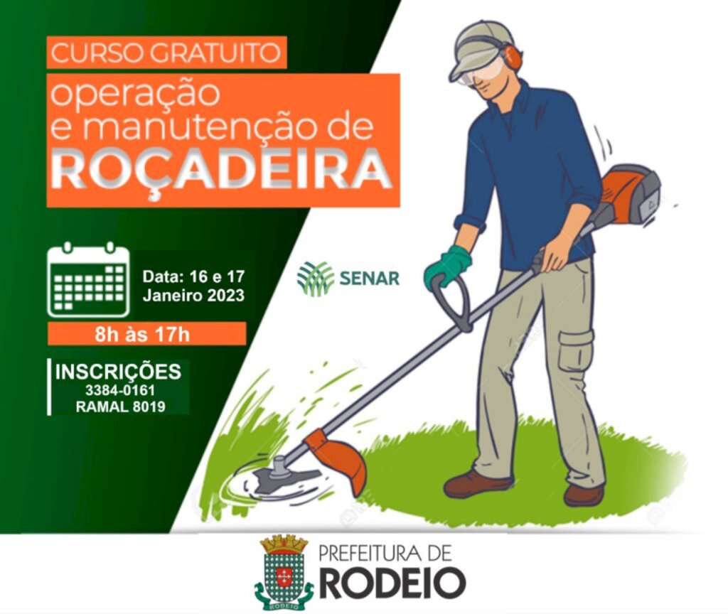 PREFEITURA OFERECE CURSO GRATUITO DE OPERAÇÃO E MANUTENÇÃO DE ROÇADEIRA EM PARCERIA COM O SENAR