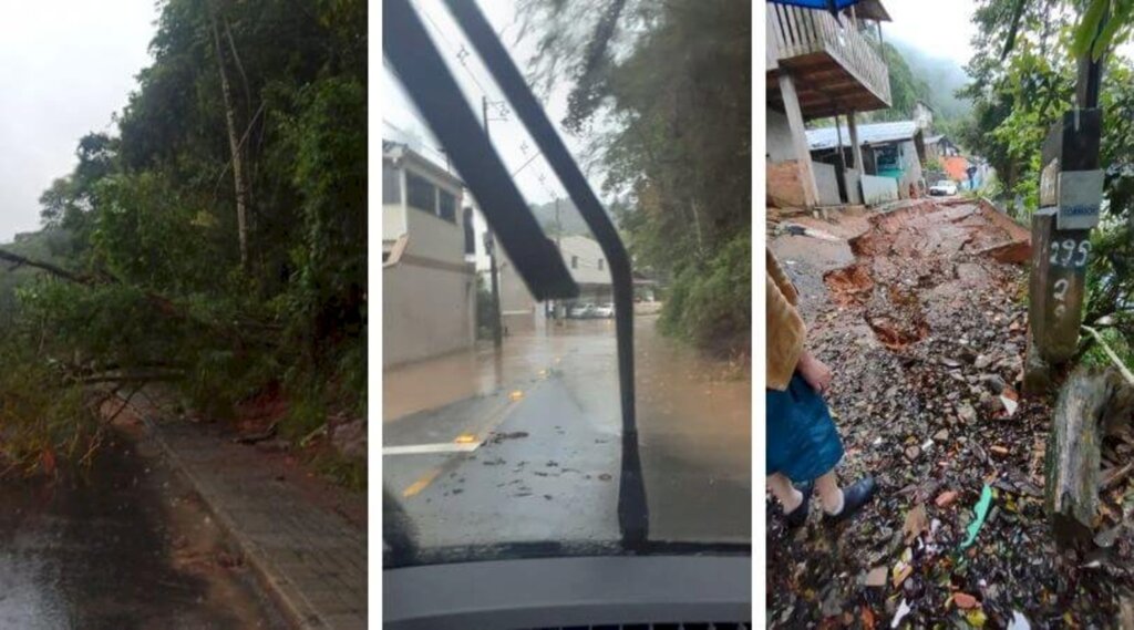 Chuva intensa em Blumenau causa deslizamentos, alagamentos e interdita ruas