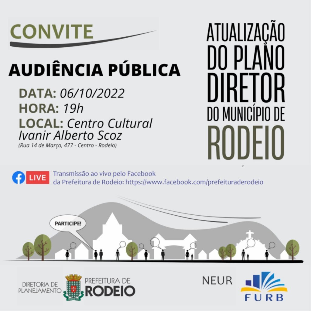 PARTICIPE DE MAIS UMA AUDIÊNCIA PÚBLICA DE ATUALIZAÇÃO DO PLANO DIRETOR DE RODEIO
