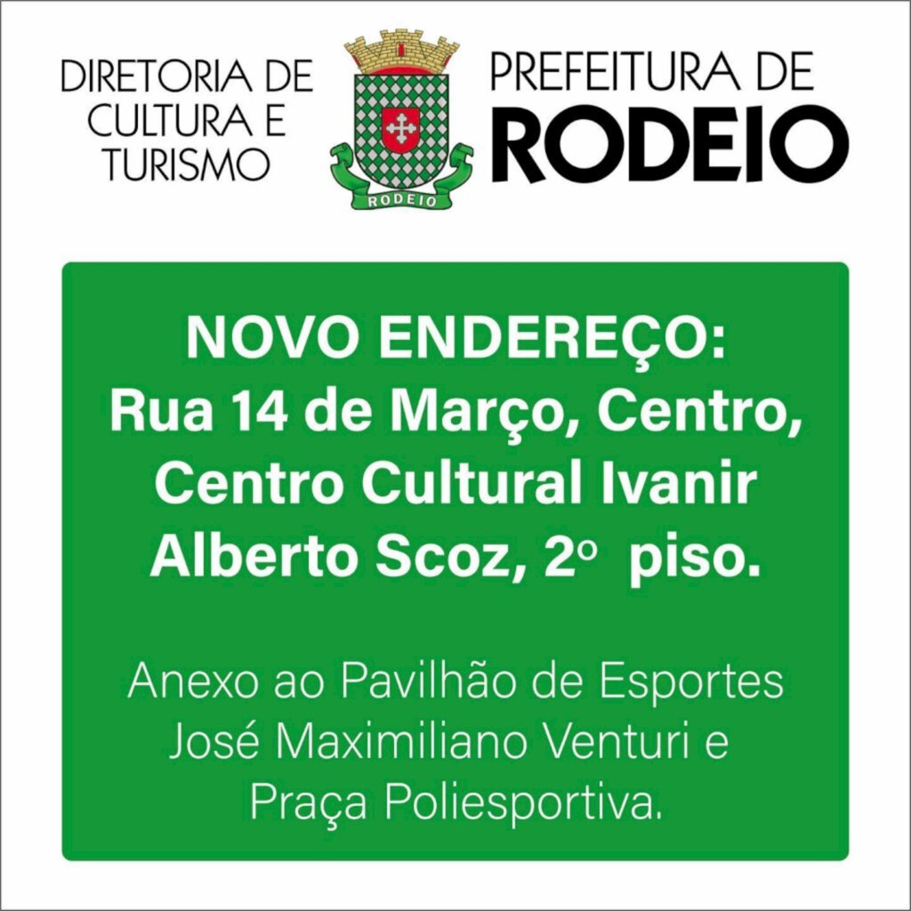 DIRETORIA DE CULTURA E TURISMO ATENDE EM NOVO ENDEREÇO