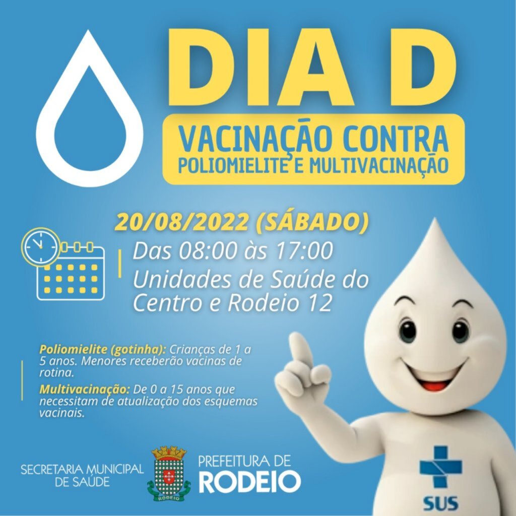 SÁBADO É O DIA 'D' DA CAMPANHA DE MULTIVAÇÃO E POLIOMIELITE
