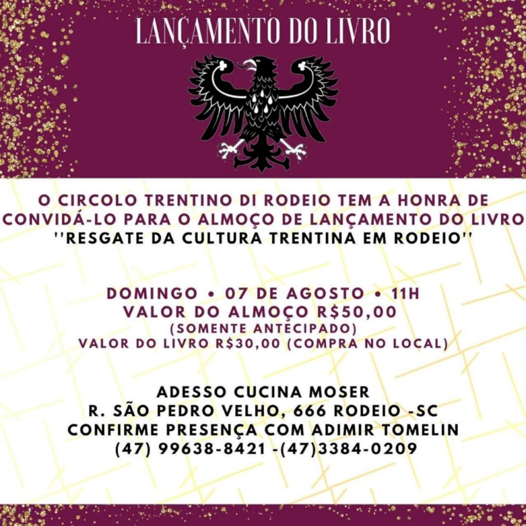 CIRCOLO TRENTINO DI RODEIO REALIZARÁ ENCONTRO PARA LANÇAMENTO DO LIVRO SOBRE A CULTURA DA CIDADE