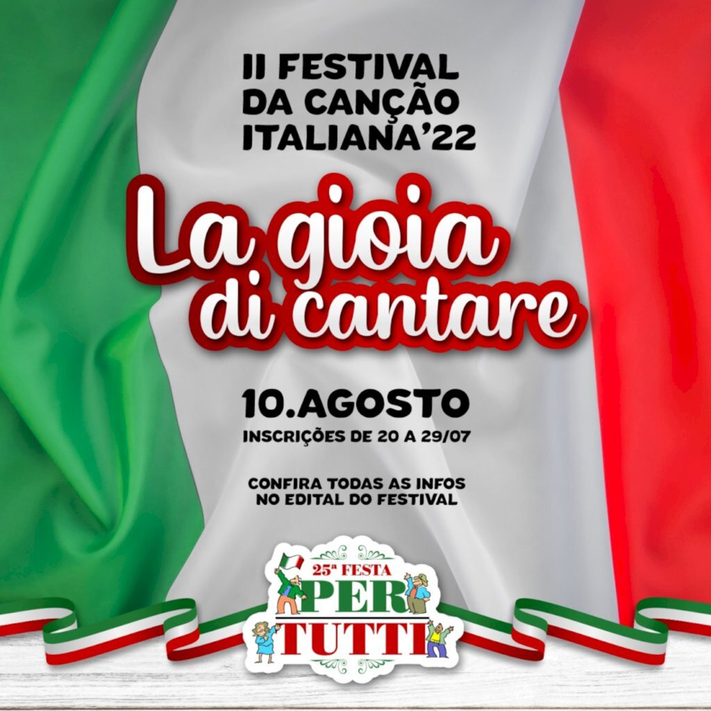 Abertas as inscrições do II Festival da Canção Italiana - 'La Gioia di Cantare' 2022.