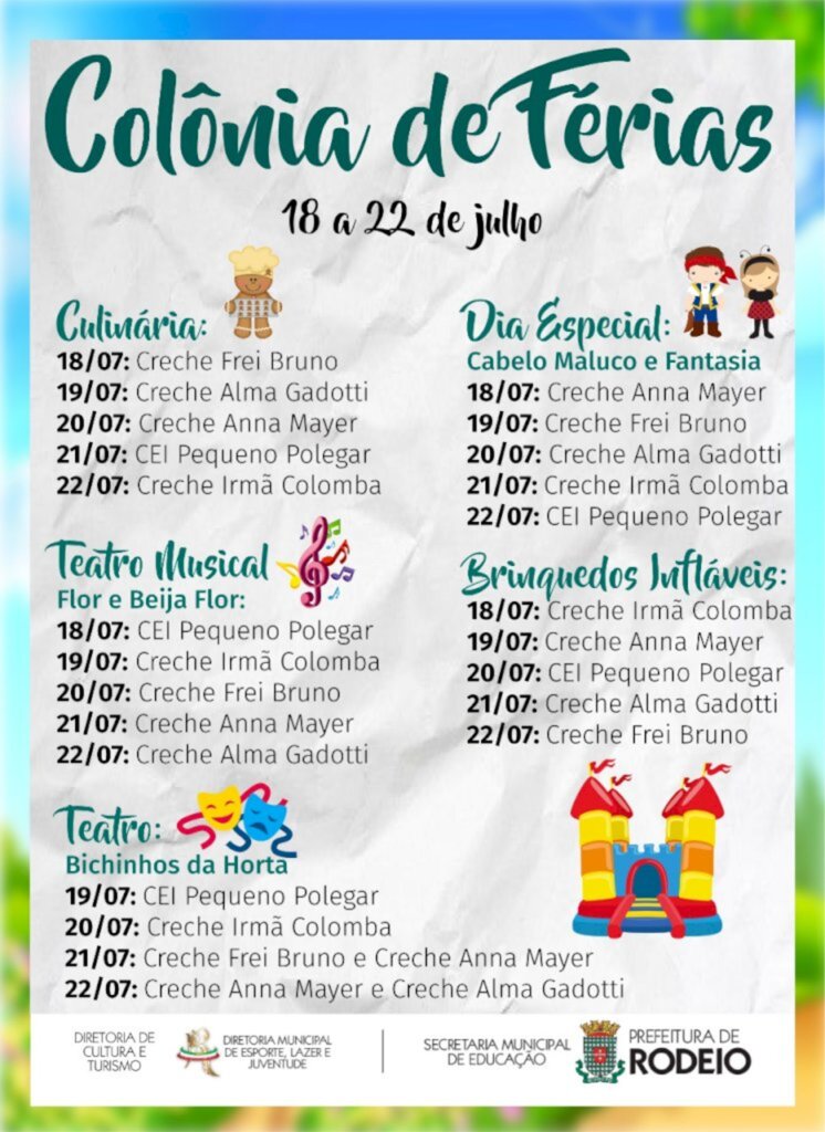 E VEM AI A 'COLÔNIA DE FÉRIAS' NAS CRECHES E CENTROS DE EDUCAÇÃO INFANTIL