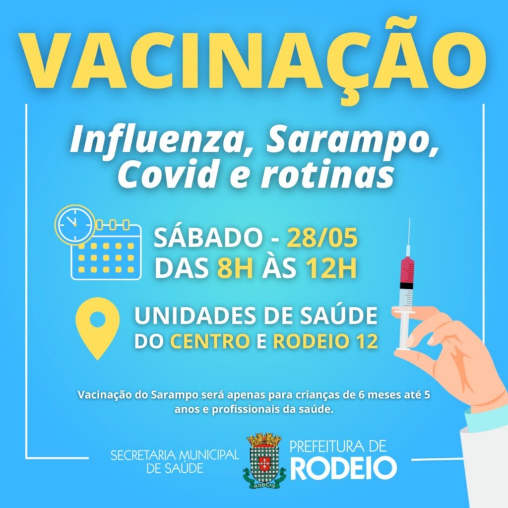 NESTE SÁBADO TEM VACINAÇÃO EM RODEIO