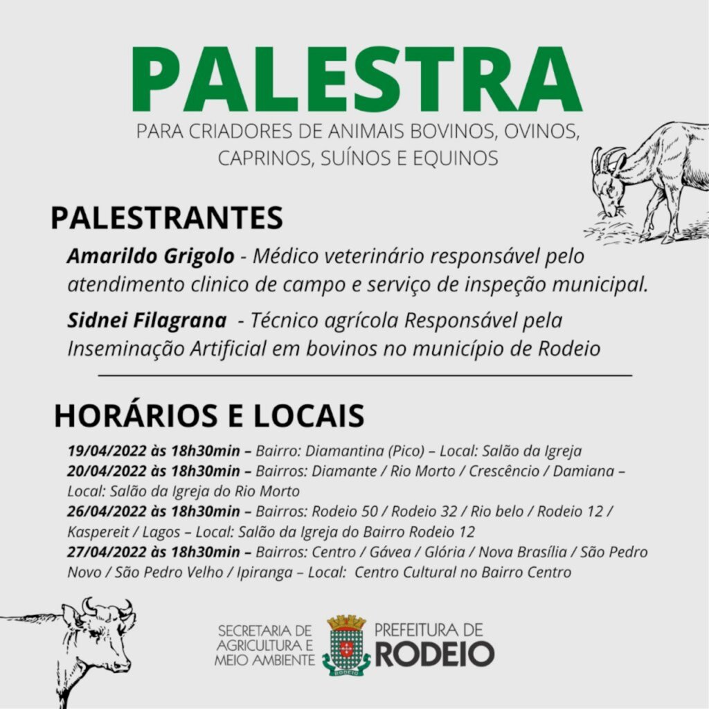 DE BOVINOS, OVINOS, CAPRINOS, SUÍNOS E EQUINOS DO MUNICÍPIO DE RODEIO