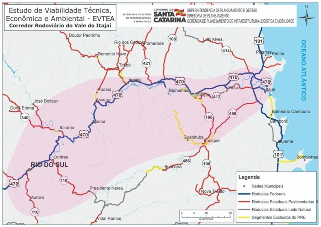 Governo de Santa Catarina estuda via expressa estadual alternativa à BR-470