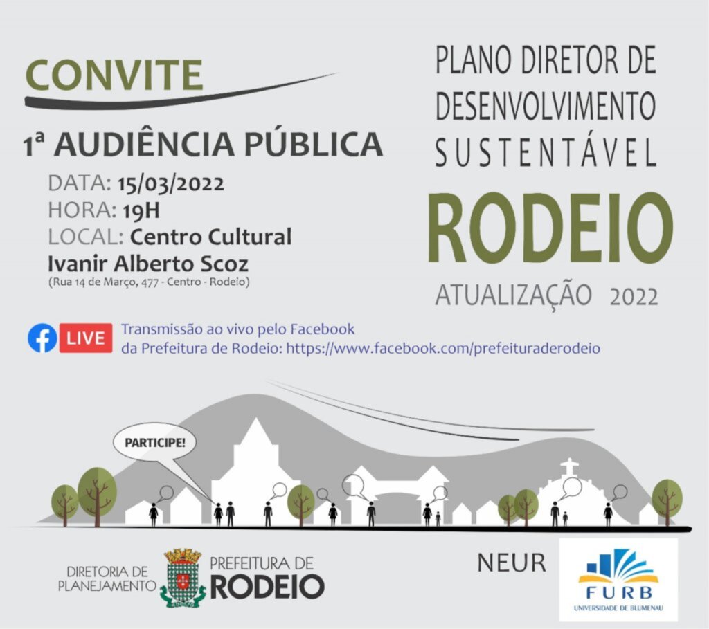 PARTICIPE DA PRIMEIRA AUDIÊNCIA PÚBLICA DE ATUALIZAÇÃO DO PLANO DIRETOR DE RODEIO