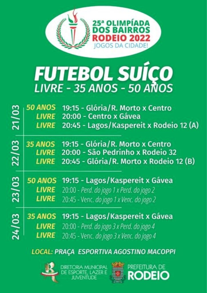 E VEM AI A 25ª OLIMPÍADA DOS BAIRROS DE RODEIO